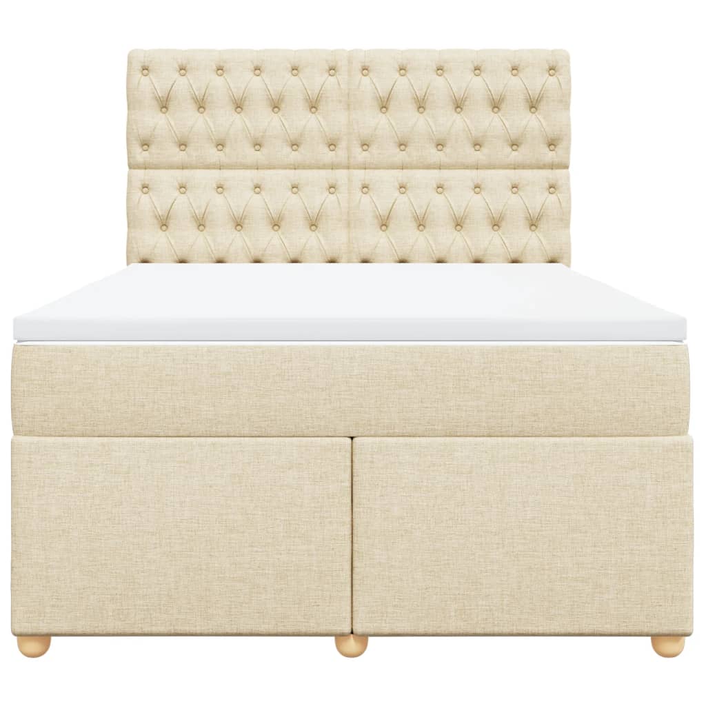 Boxspring met matras stof crèmekleurig 140x190 cm – afbeelding 6