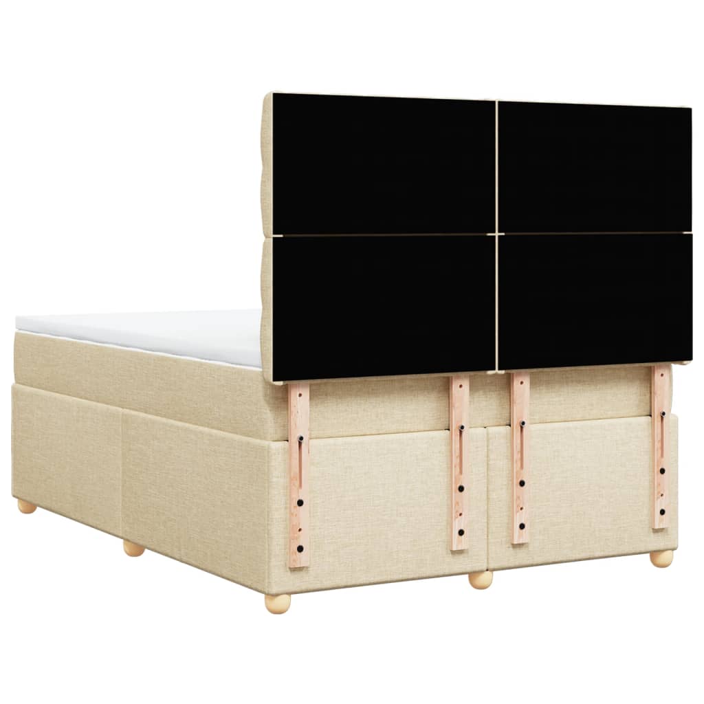 Boxspring met matras stof crèmekleurig 140x190 cm – afbeelding 8