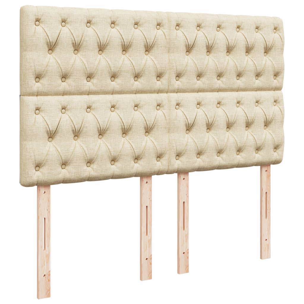 Boxspring met matras stof crèmekleurig 140x190 cm – afbeelding 9