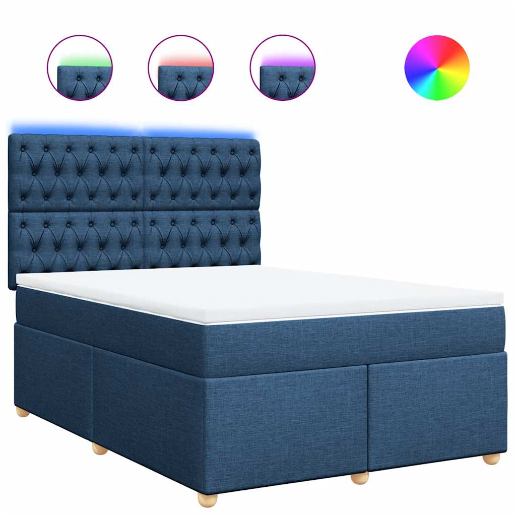 Boxspring met matras stof blauw 140x190 cm – afbeelding 2