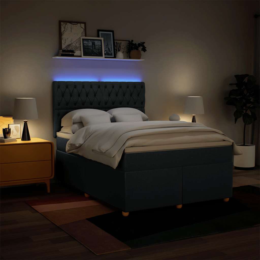 Boxspring met matras stof blauw 140x190 cm – afbeelding 4