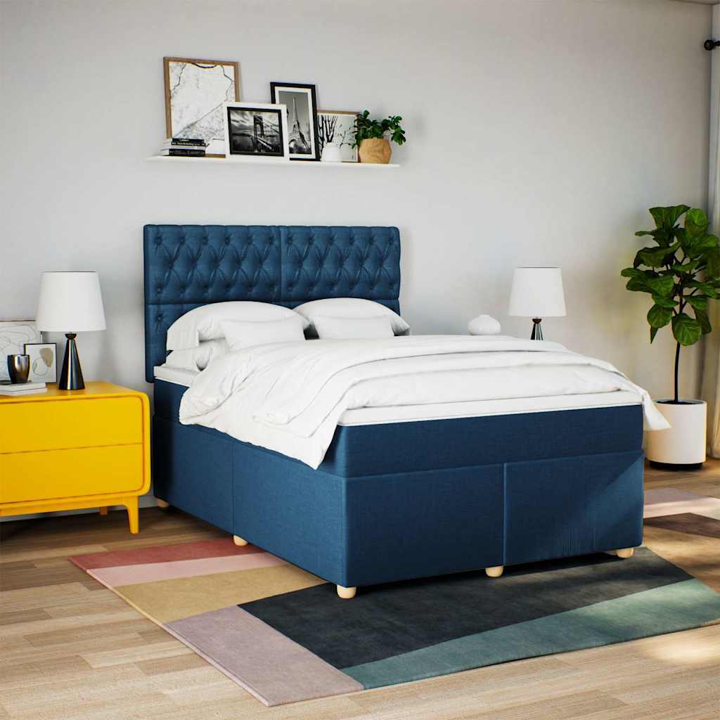 Boxspring met matras stof blauw 140x190 cm – afbeelding 5