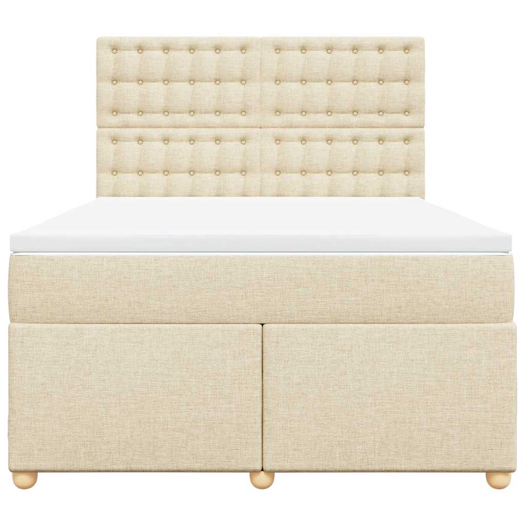 Boxspring met matras stof crèmekleurig 140x190 cm – afbeelding 6