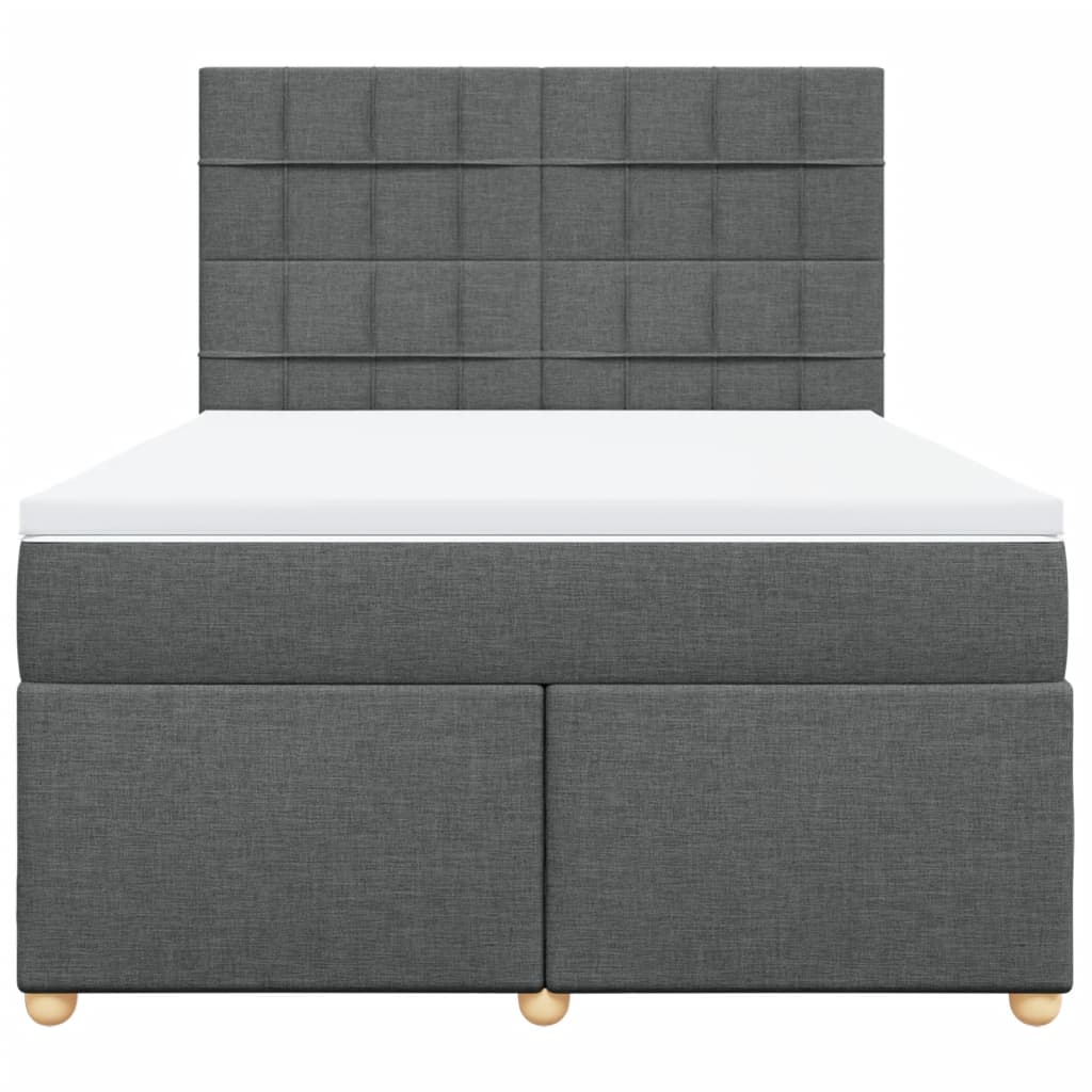 Boxspring met matras stof donkergrijs 140x200 cm – afbeelding 6