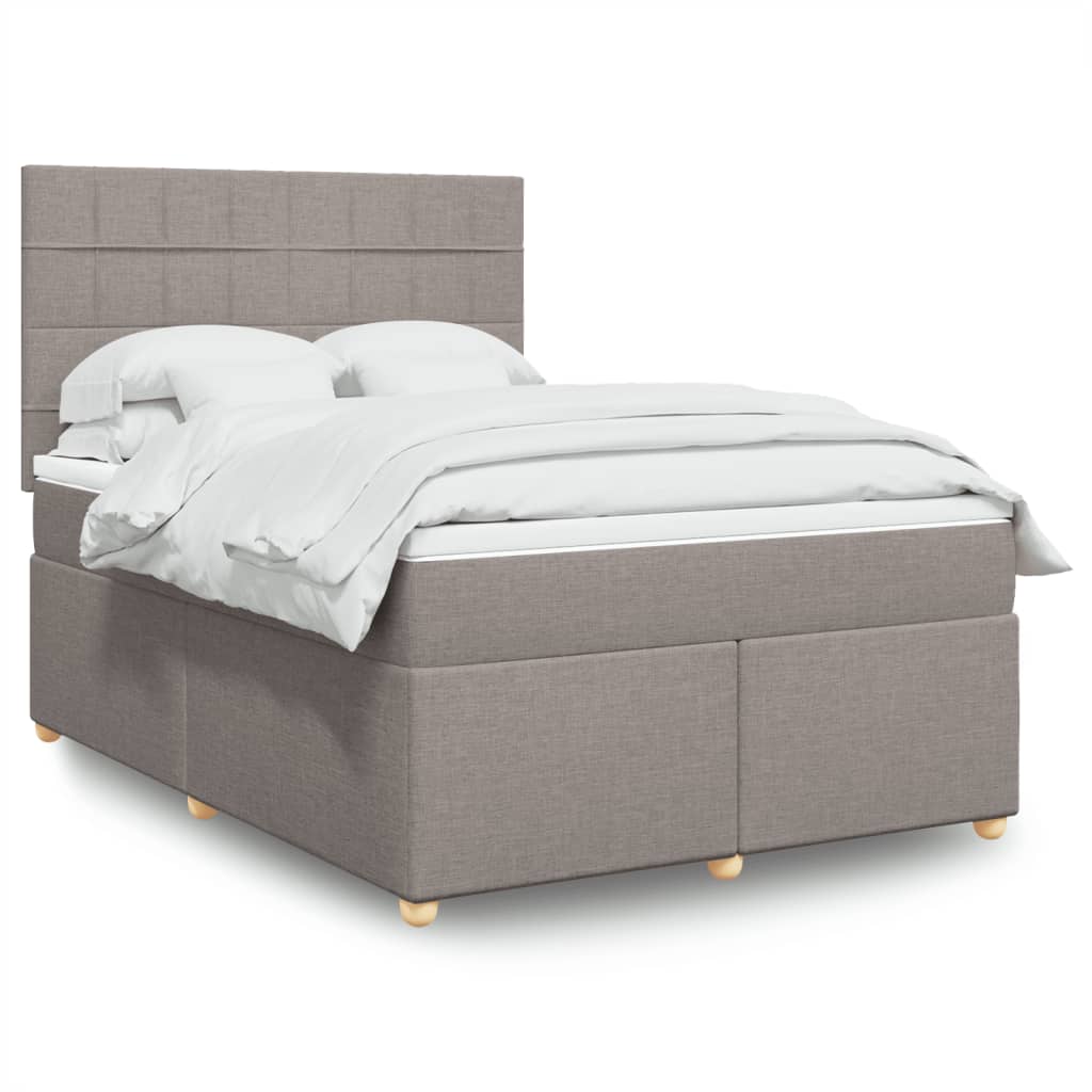 Boxspring met matras stof taupe 140x200 cm – afbeelding 1
