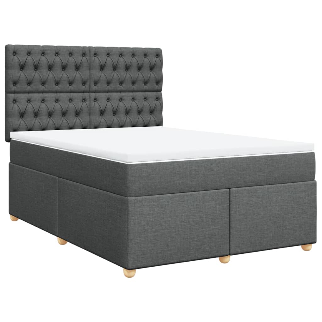 Boxspring met matras stof donkergrijs 140x200 cm – afbeelding 3