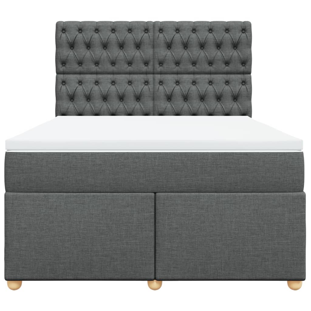 Boxspring met matras stof donkergrijs 140x200 cm – afbeelding 6
