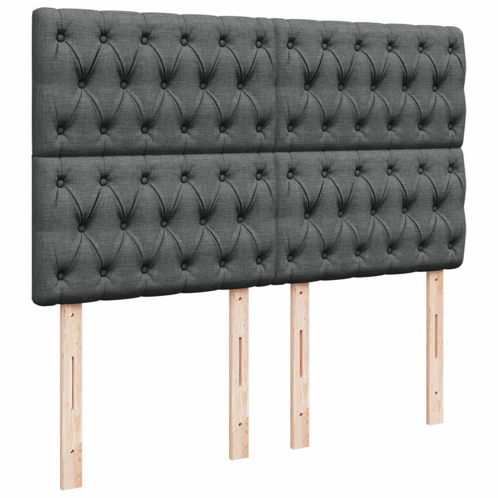 Boxspring met matras stof donkergrijs 140x200 cm – afbeelding 9