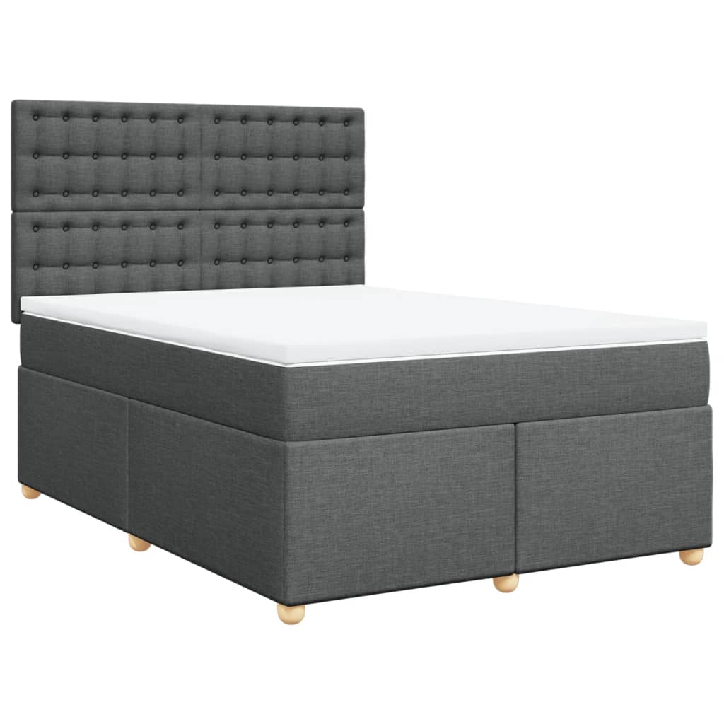 Boxspring met matras stof donkergrijs 140x200 cm – afbeelding 3