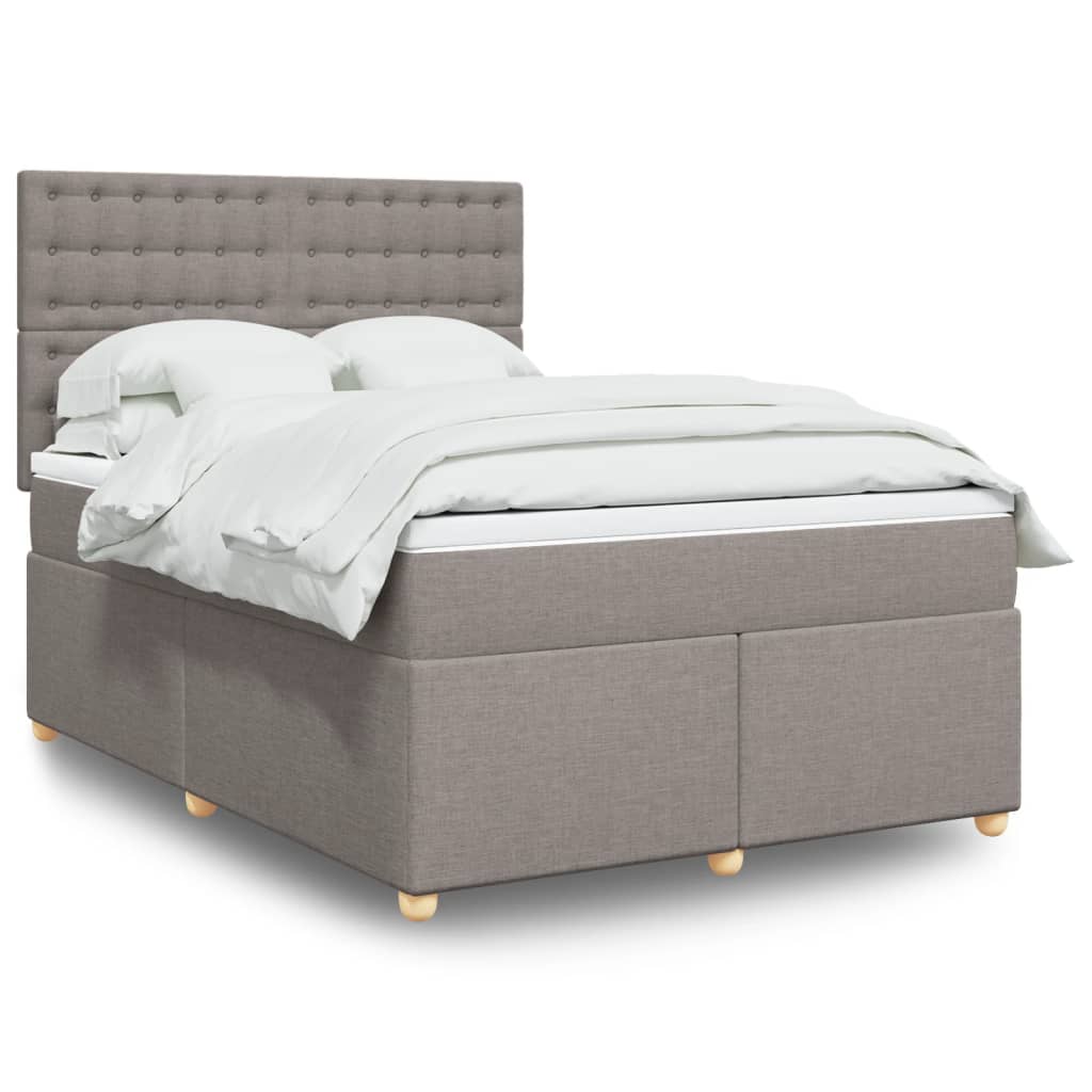 Boxspring met matras stof taupe 140x200 cm – afbeelding 1