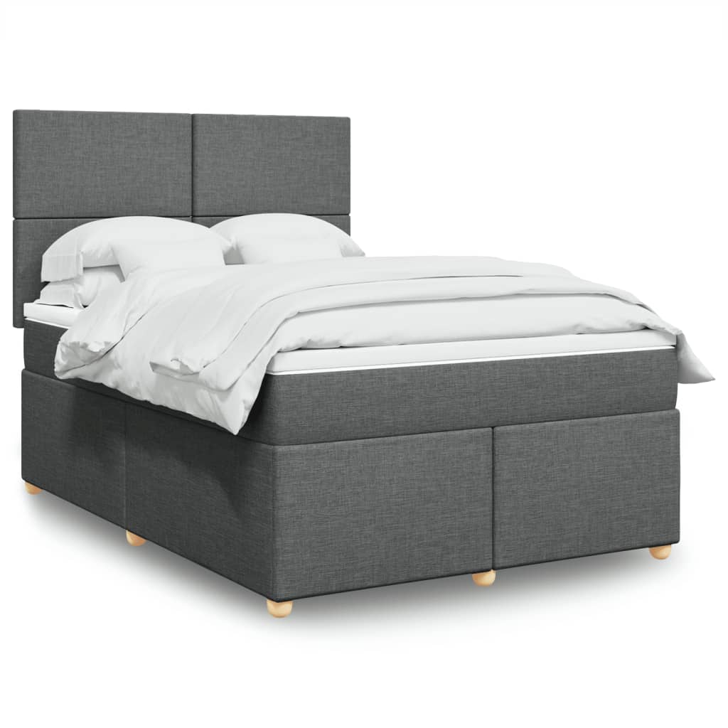 Boxspring met matras stof donkergrijs 160x200 cm – afbeelding 1