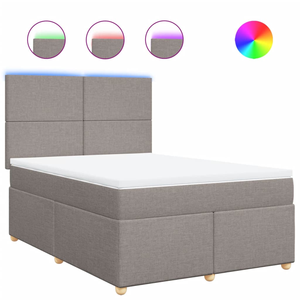 Boxspring met matras stof taupe 160x200 cm – afbeelding 2