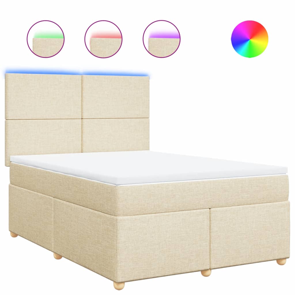 Boxspring met matras stof crèmekleurig 160x200 cm – afbeelding 2