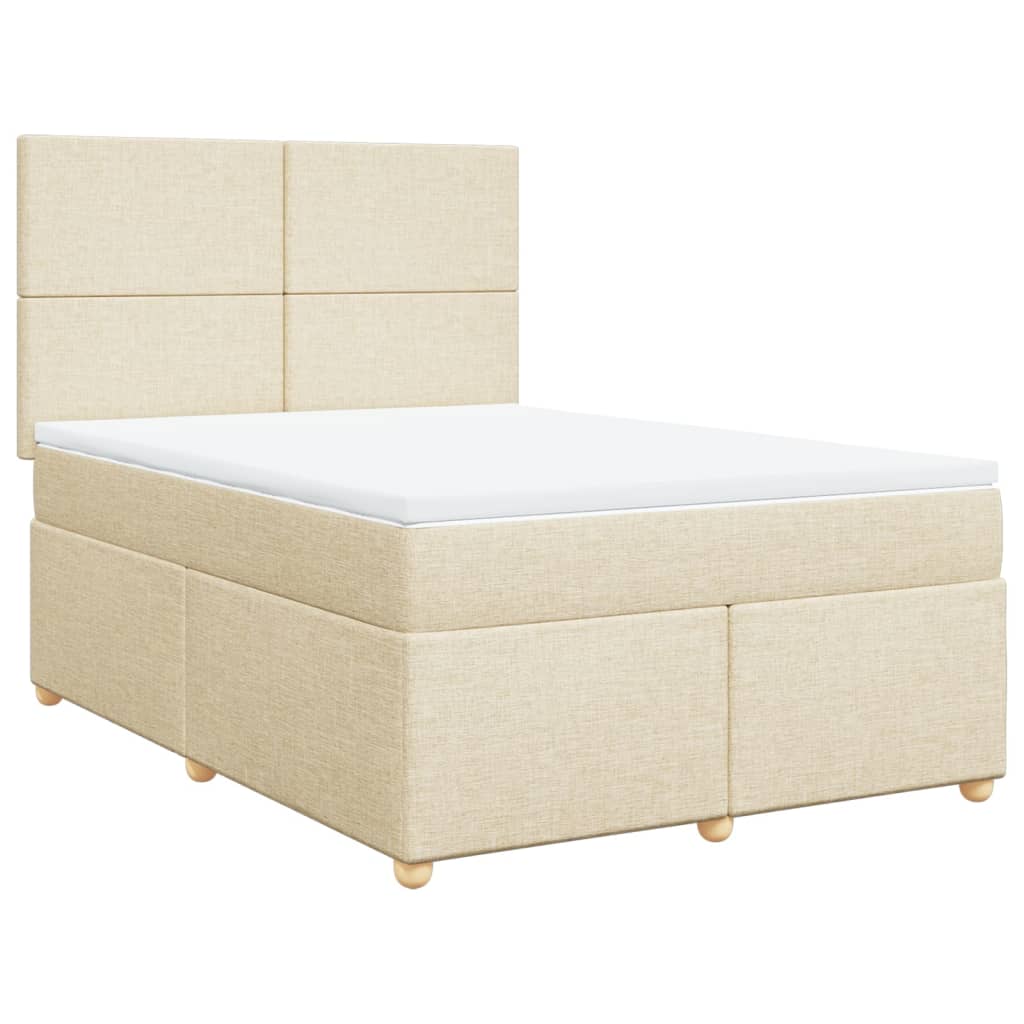 Boxspring met matras stof crèmekleurig 160x200 cm – afbeelding 3