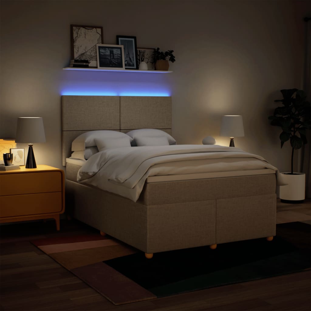 Boxspring met matras stof crèmekleurig 160x200 cm – afbeelding 5