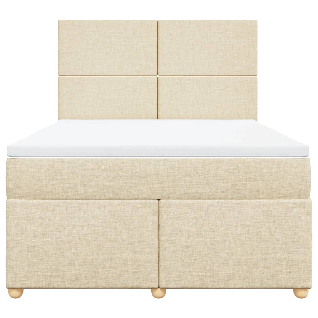 Boxspring met matras stof crèmekleurig 160x200 cm – afbeelding 6
