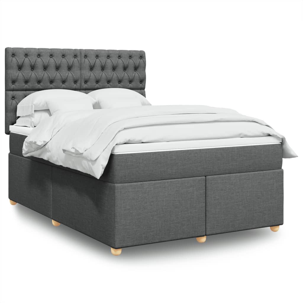 Boxspring met matras stof donkergrijs 160x200 cm – afbeelding 1