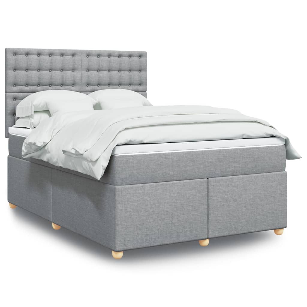 Boxspring met matras stof lichtgrijs 160x200 cm – afbeelding 1