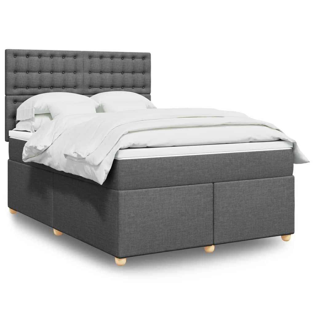 Boxspring met matras stof donkergrijs 160x200 cm – afbeelding 1