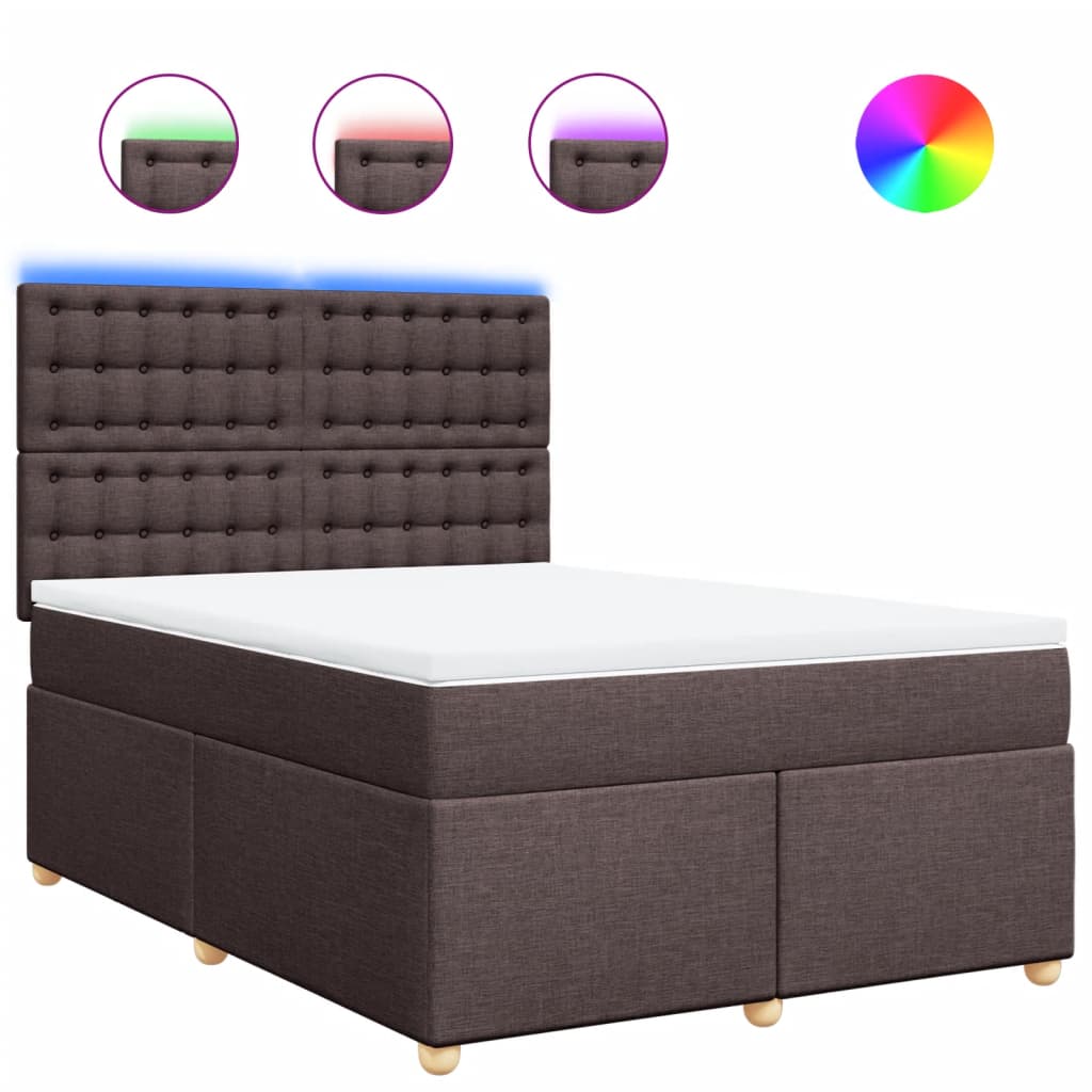 Boxspring met matras stof donkerbruin 160x200 cm – afbeelding 2