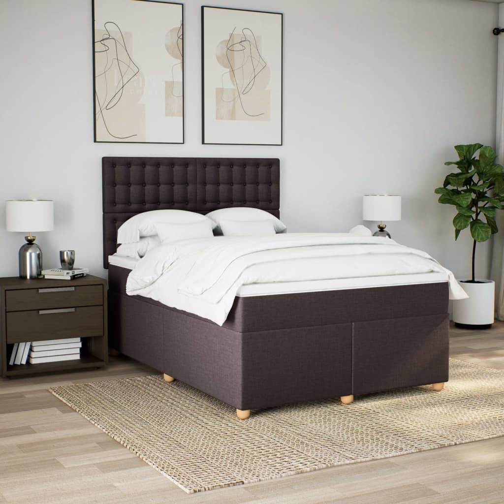 Boxspring met matras stof donkerbruin 160x200 cm – afbeelding 4