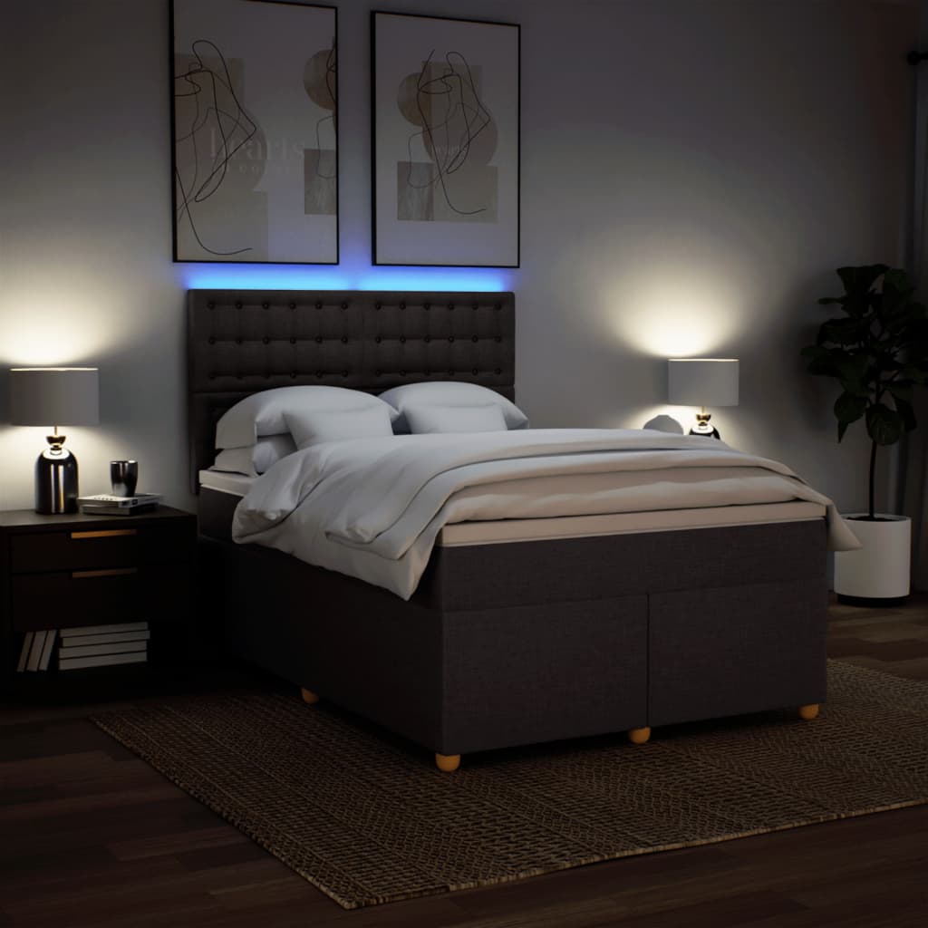 Boxspring met matras stof donkerbruin 160x200 cm – afbeelding 5