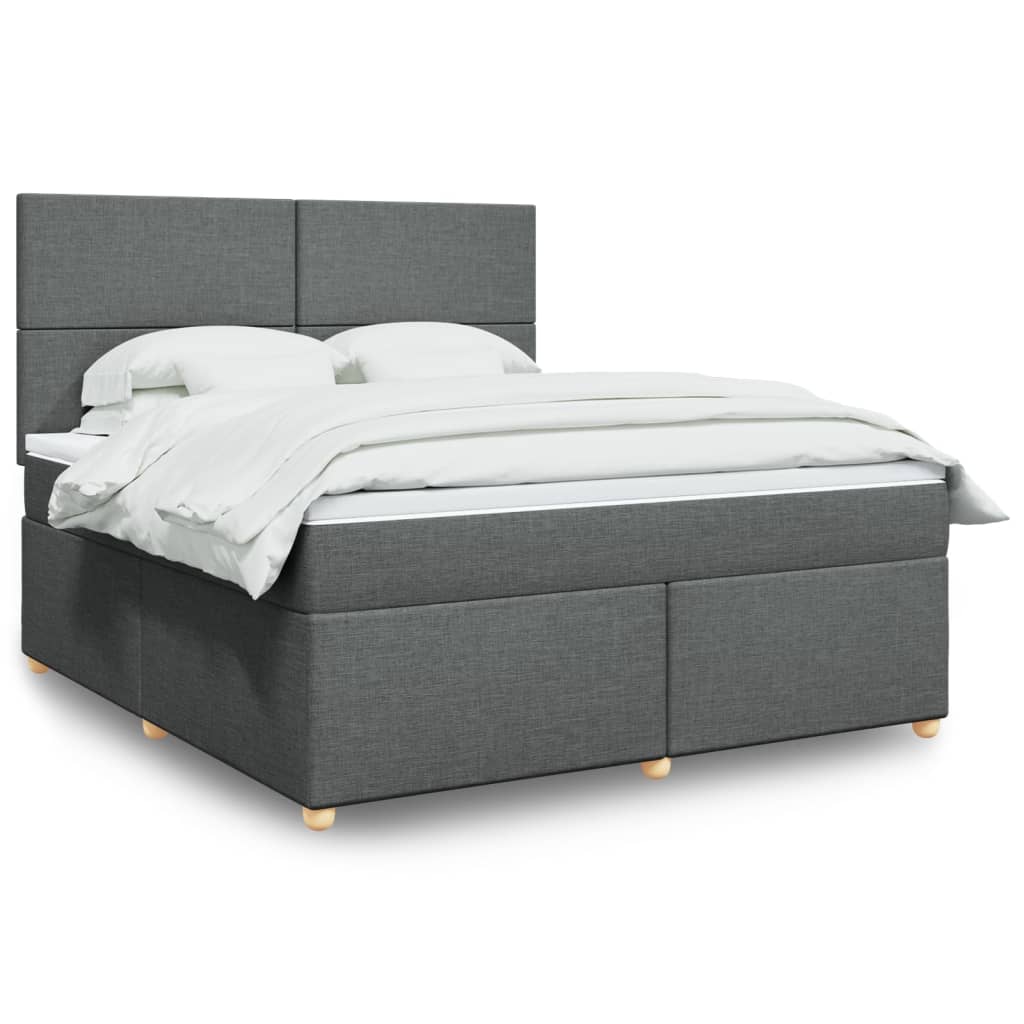 Boxspring met matras stof donkergrijs 180x200 cm – afbeelding 1