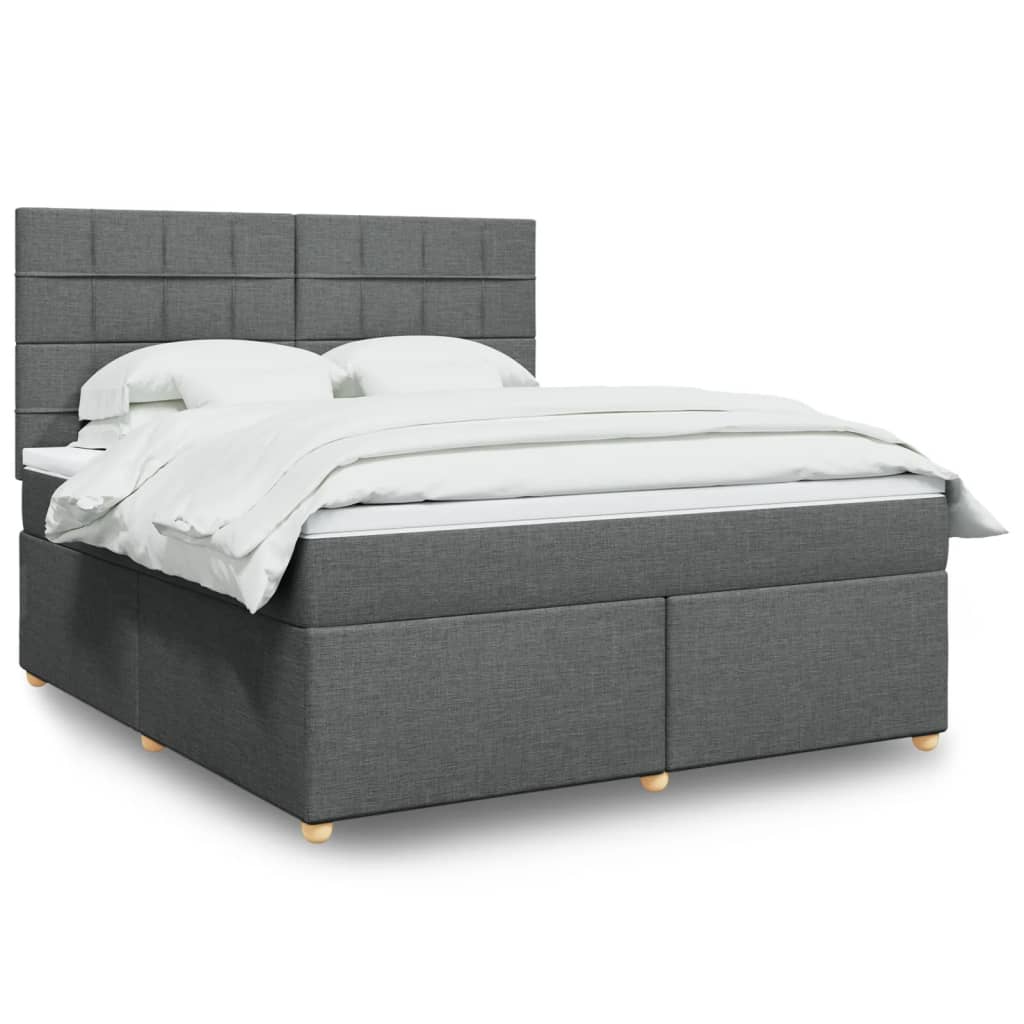 Boxspring met matras stof donkergrijs 180x200 cm – afbeelding 1
