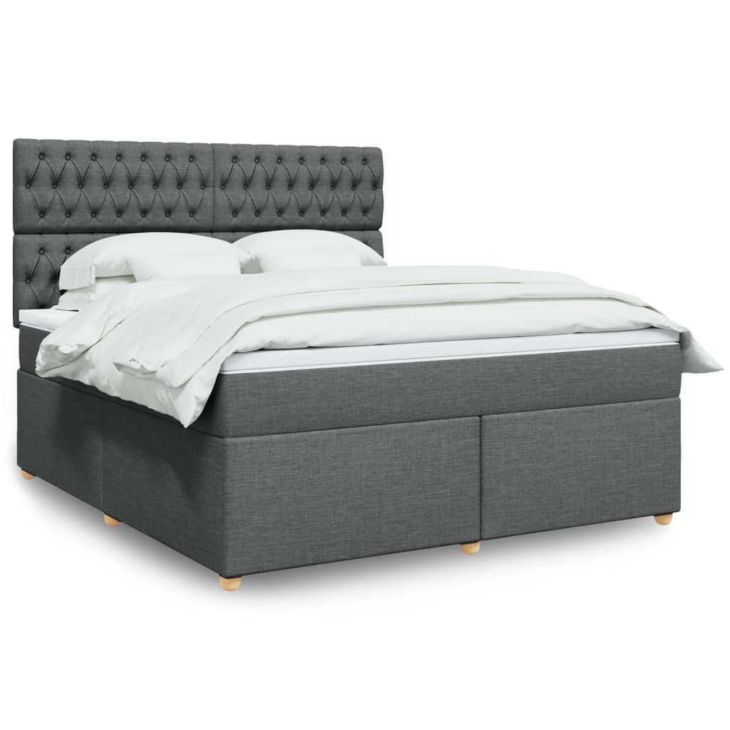 Boxspring met matras stof donkergrijs 180x200 cm – afbeelding 1