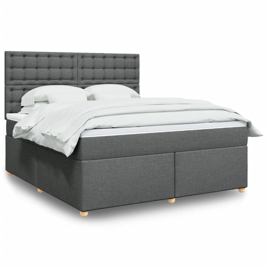 Boxspring met matras stof donkergrijs 180x200 cm – afbeelding 1
