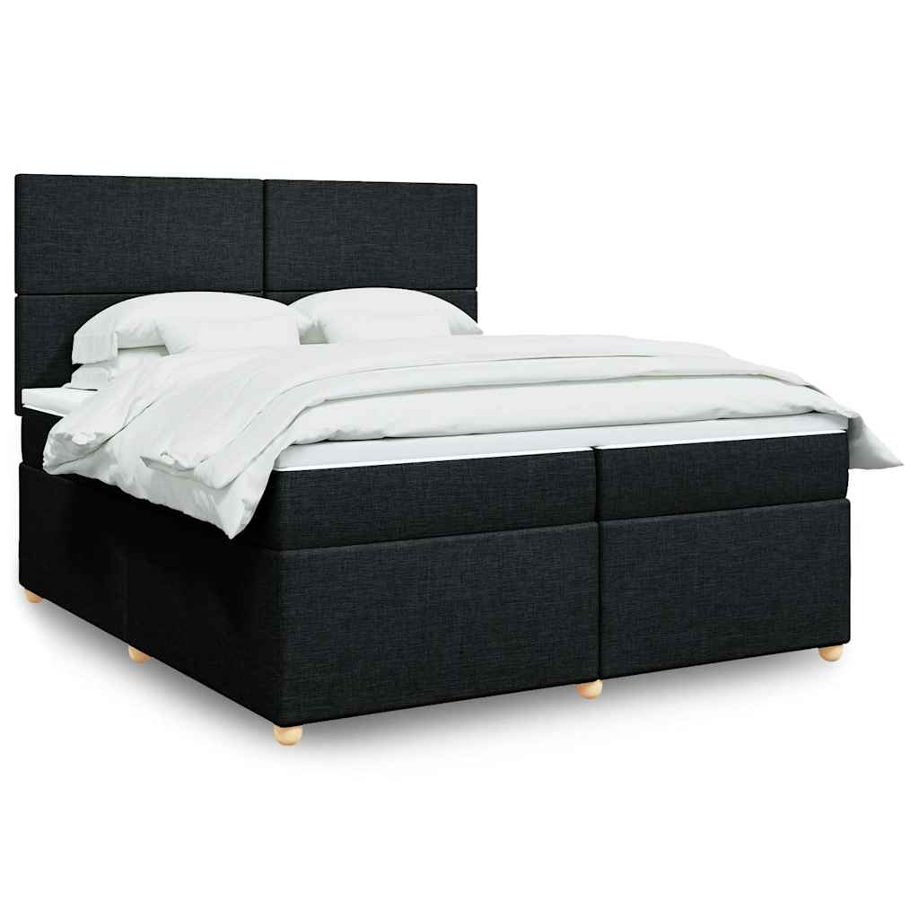 Boxspring met matras stof zwart 200x200 cm – afbeelding 1