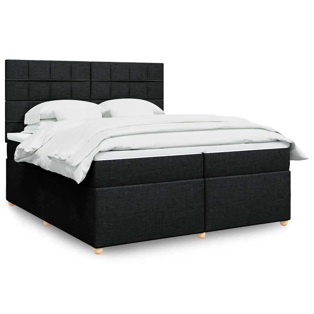 Boxspring met matras stof zwart 200x200 cm – afbeelding 1