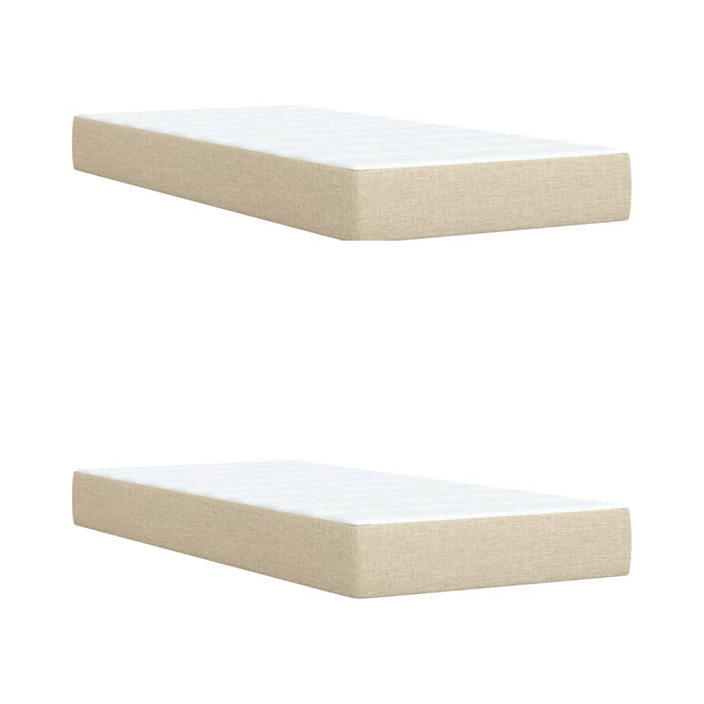Boxspring met matras stof crèmekleurig 200x200 cm – afbeelding 11