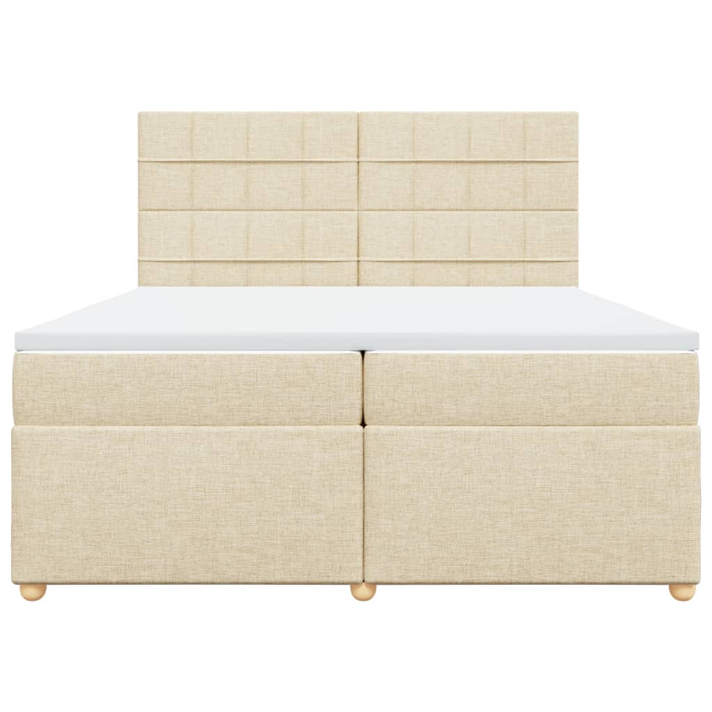 Boxspring met matras stof crèmekleurig 200x200 cm – afbeelding 6