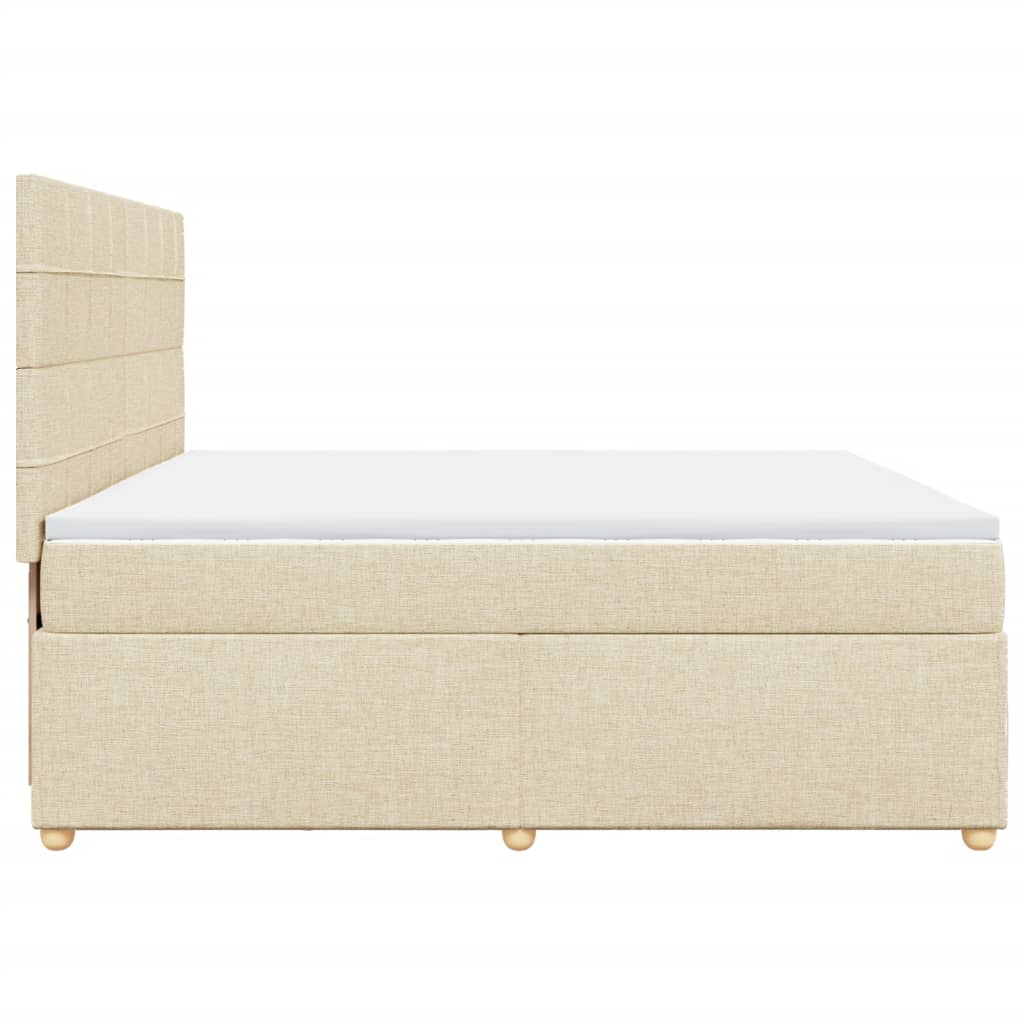 Boxspring met matras stof crèmekleurig 200x200 cm – afbeelding 7