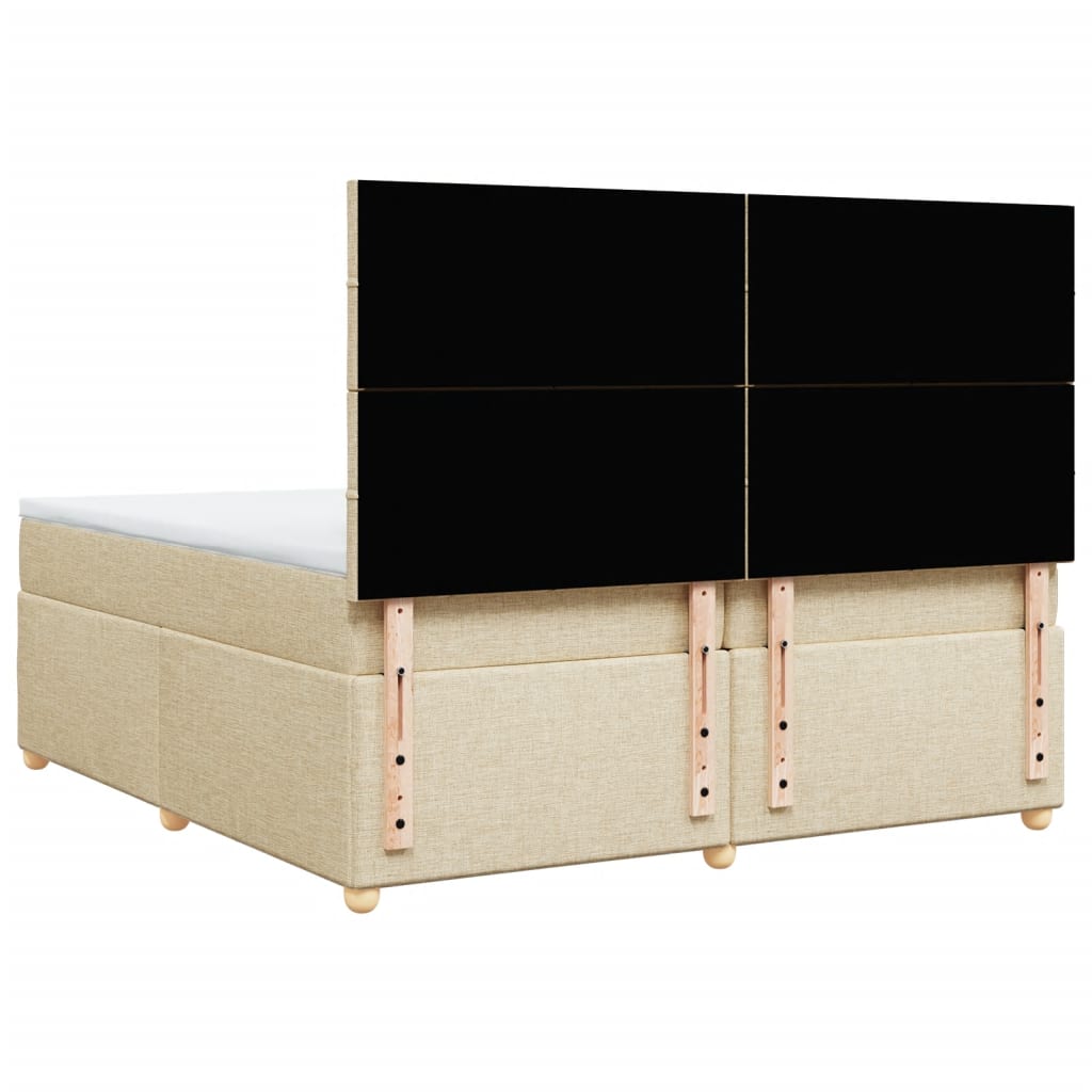 Boxspring met matras stof crèmekleurig 200x200 cm – afbeelding 8