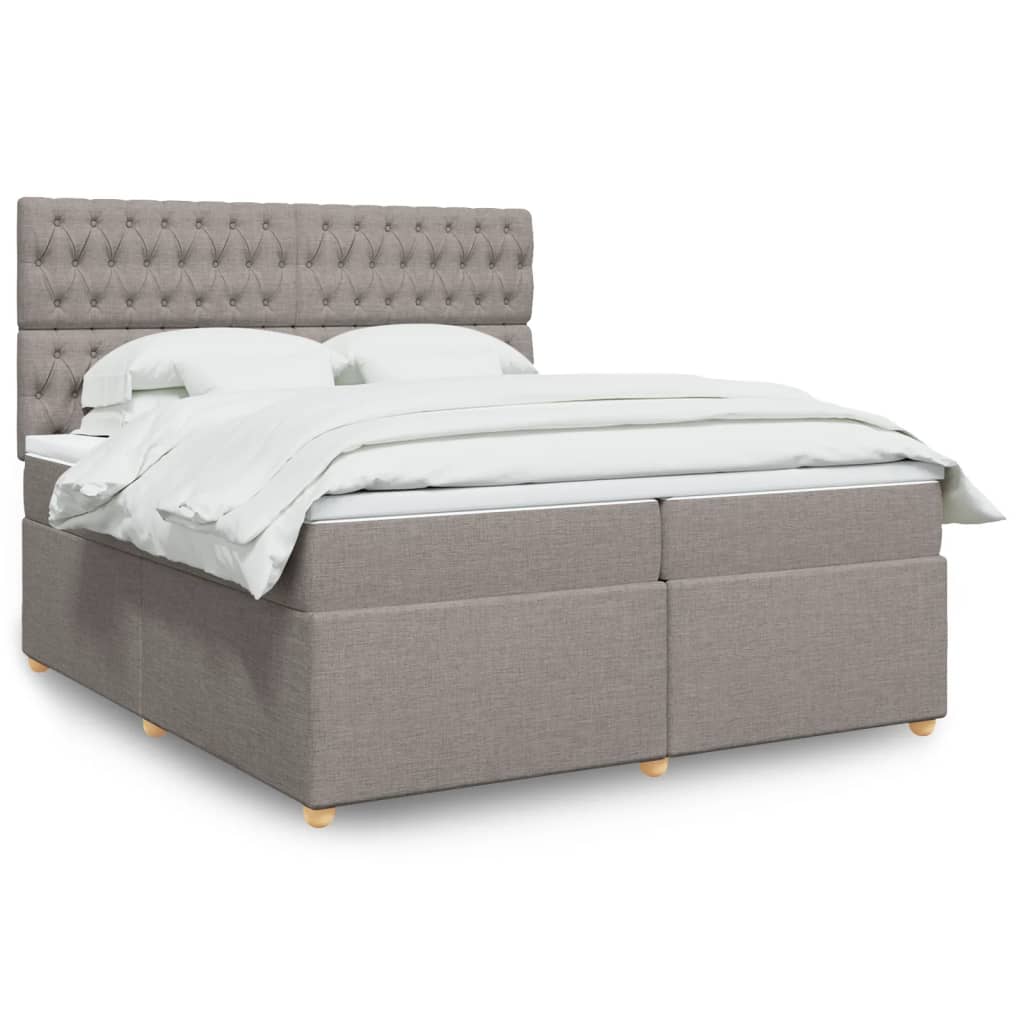 Boxspring met matras stof taupe 200x200 cm – afbeelding 1
