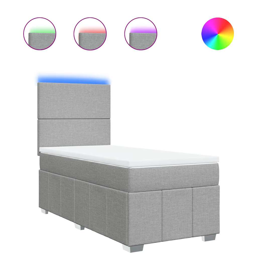 Boxspring met matras stof lichtgrijs 80x200 cm – afbeelding 2