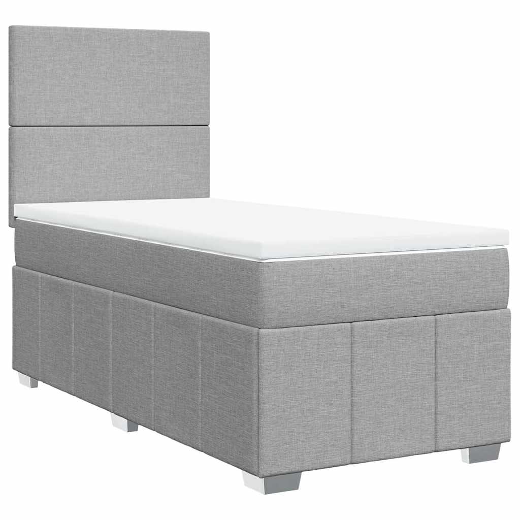 Boxspring met matras stof lichtgrijs 80x200 cm – afbeelding 3