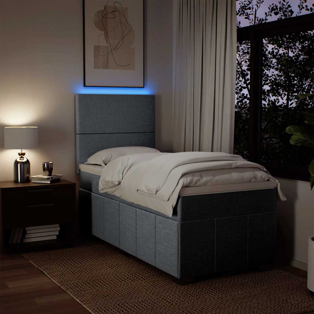 Boxspring met matras stof lichtgrijs 80x200 cm – afbeelding 4