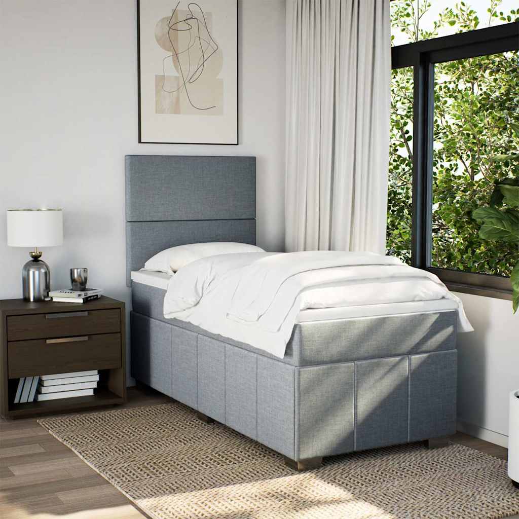 Boxspring met matras stof lichtgrijs 80x200 cm – afbeelding 5