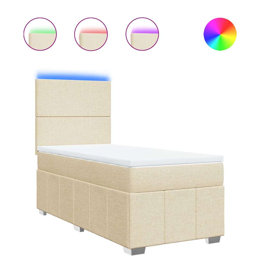 Boxspring met matras stof crèmekleurig 80x200 cm – afbeelding 2