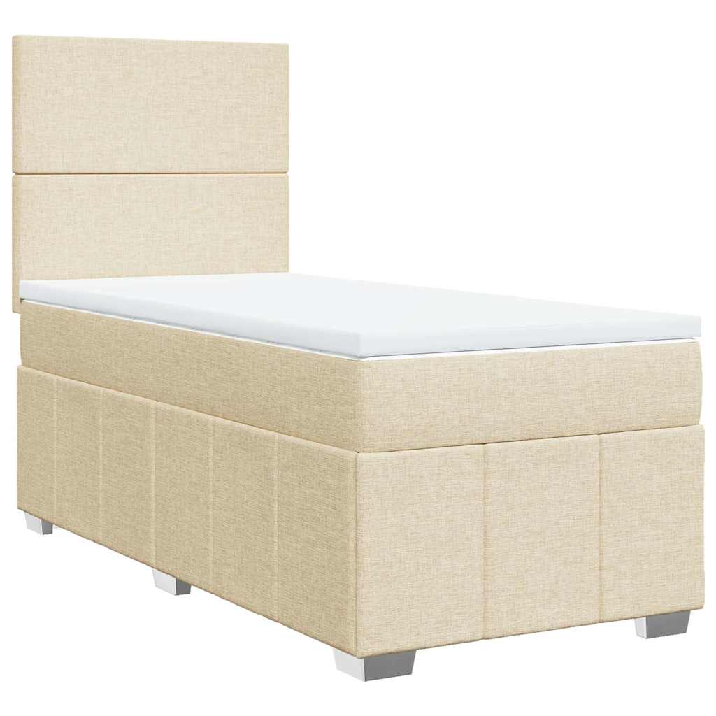 Boxspring met matras stof crèmekleurig 80x200 cm – afbeelding 3
