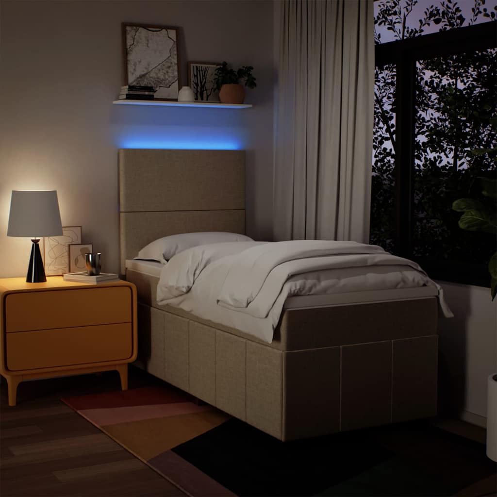 Boxspring met matras stof crèmekleurig 80x200 cm – afbeelding 4