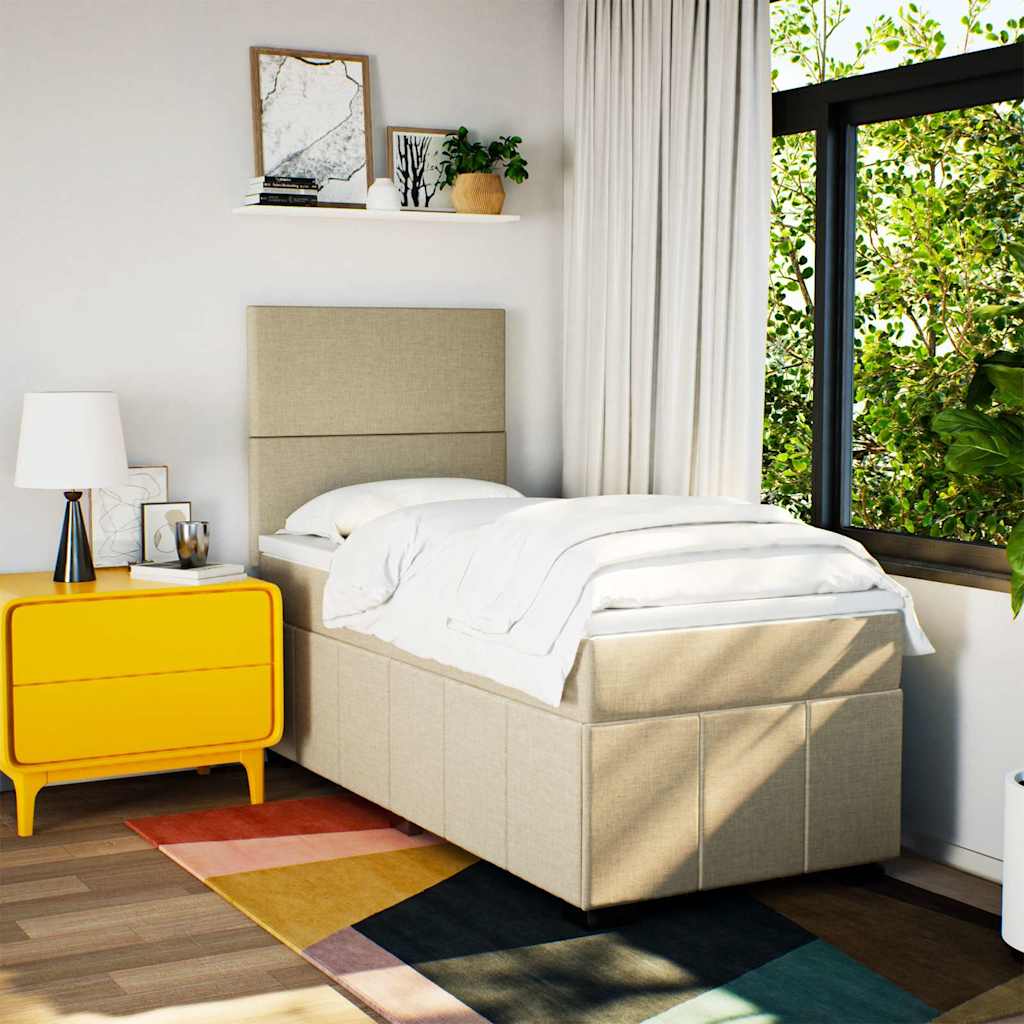 Boxspring met matras stof crèmekleurig 80x200 cm – afbeelding 5