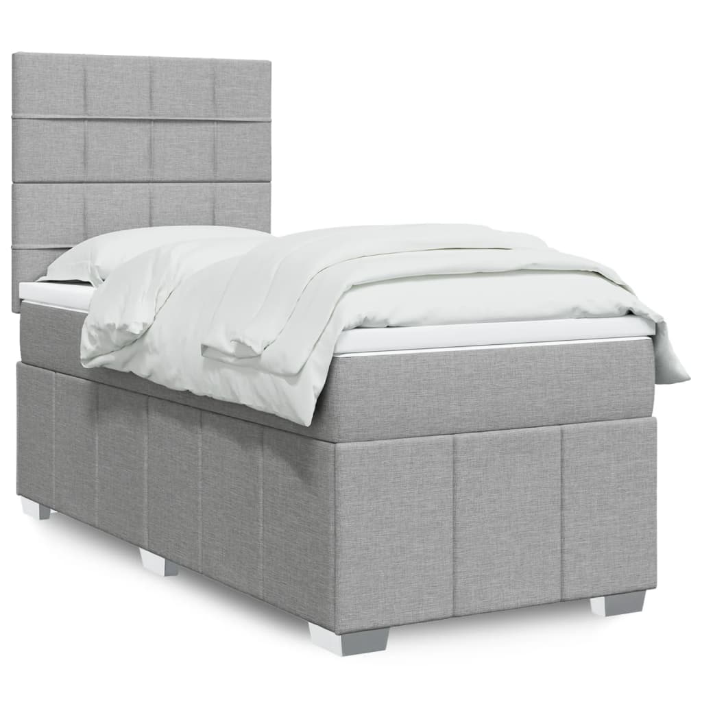 Boxspring met matras stof lichtgrijs 80x200 cm – afbeelding 1