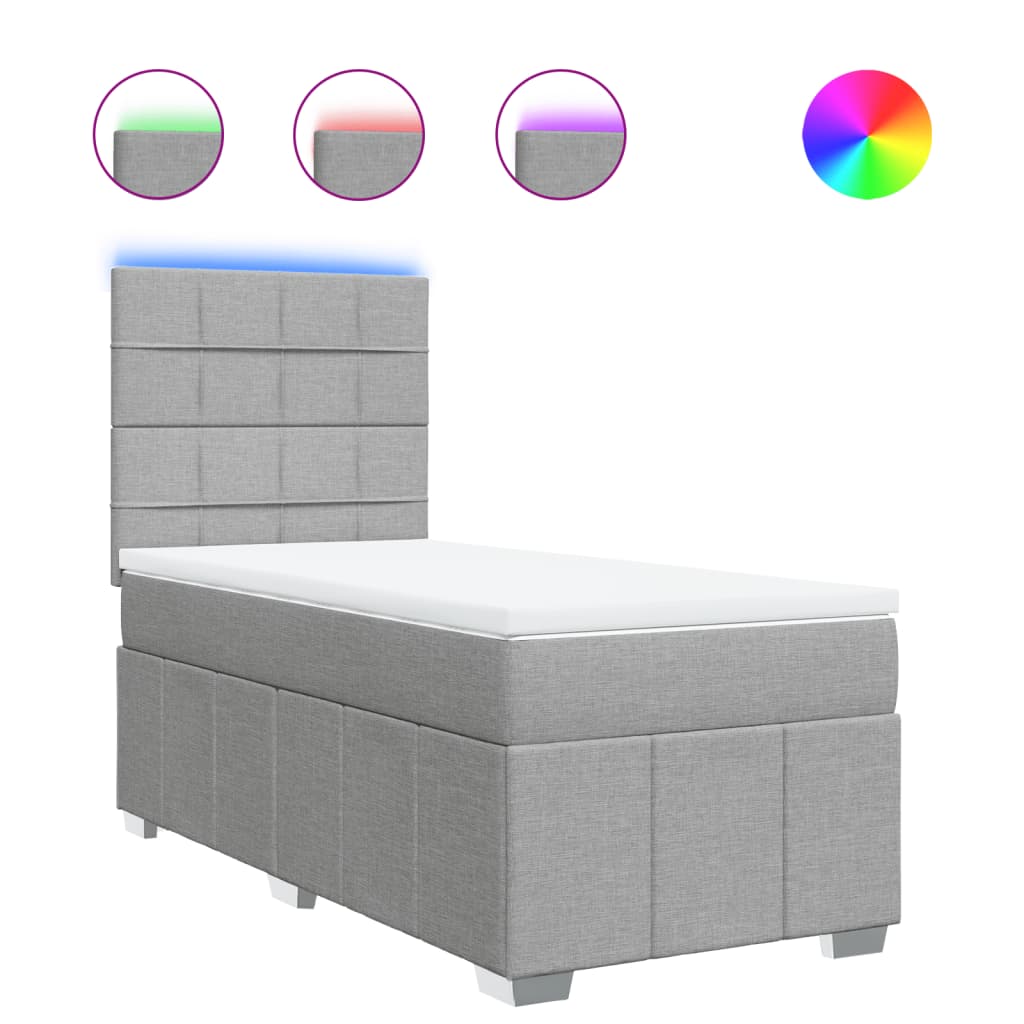 Boxspring met matras stof lichtgrijs 80x200 cm – afbeelding 2