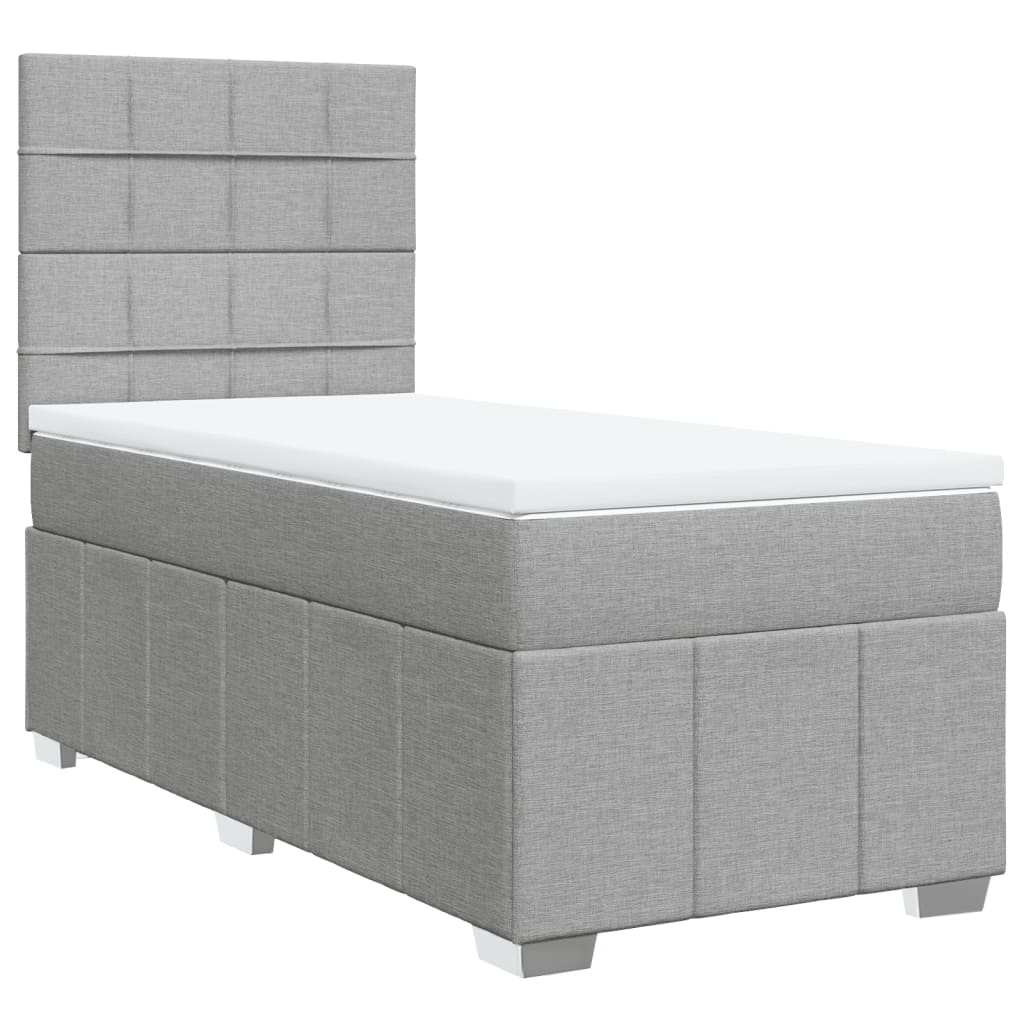Boxspring met matras stof lichtgrijs 80x200 cm – afbeelding 3