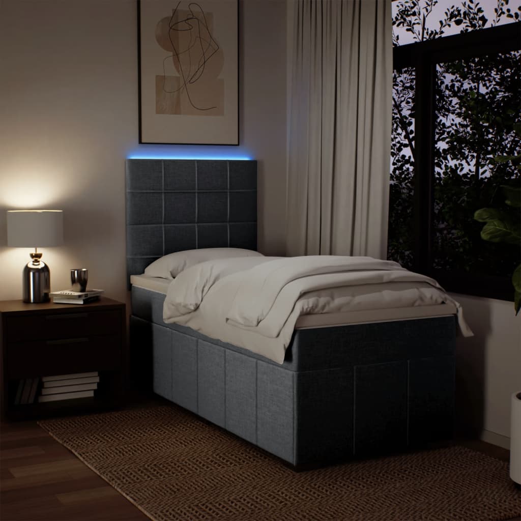 Boxspring met matras stof lichtgrijs 80x200 cm – afbeelding 4