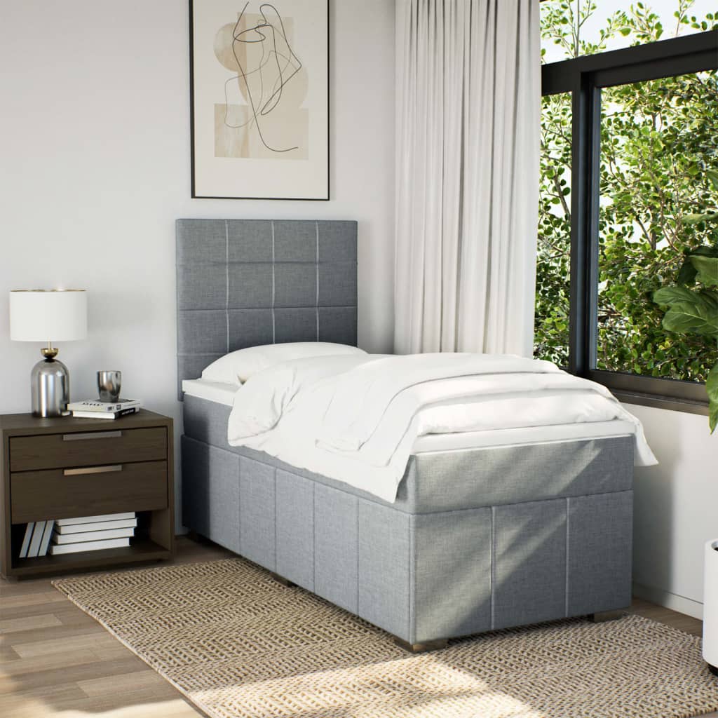 Boxspring met matras stof lichtgrijs 80x200 cm – afbeelding 5